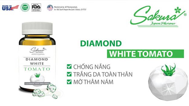 vien-uong-chong-nang-cua-my diamond white tomato là viên uống chống nắng, trắng da nhập khẩu từ mỹ, bảo vệ da khỏi ánh nắng mặt trời suốt 24 giờ.. Viên uống chống nắng của mỹ diamond white tomato