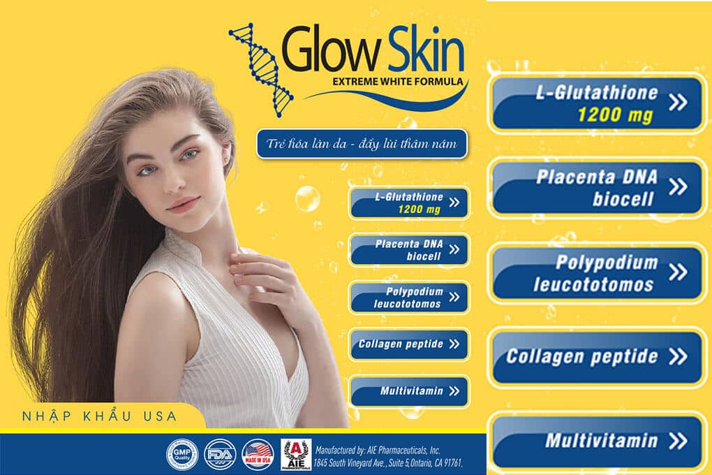 vien-uong-dna-glutathione-1200mg Viên uống Glutathione Glow Skin công thức siêu trắng da, ngừa thâm nám hiệu quả từ mỹ